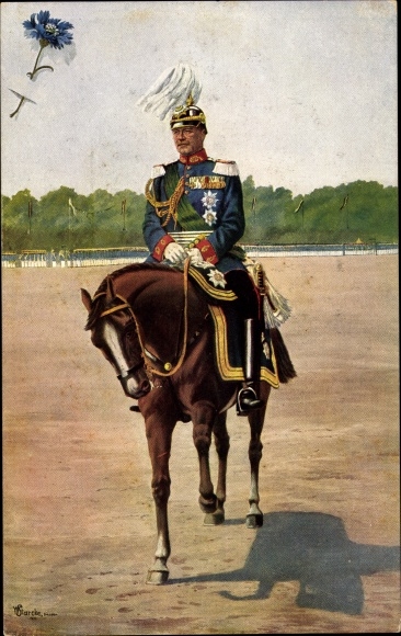 Artist PC Starcke, King Friedrich August III. of Saxony, horse, cornflower day