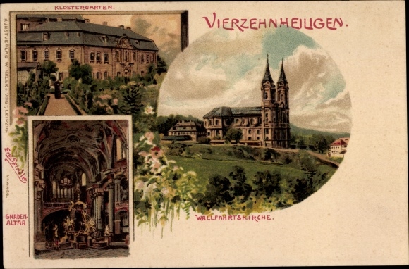 Artist Chromo-Litho Spindler, E., Bad Staffelstein am Main Upper Franconia, Pilgrimage Church of the Fourteen Saints
