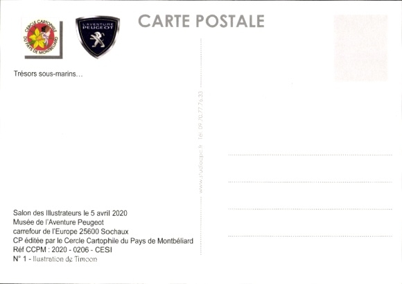 Artist Postcard Car Underwater, Diver, Peugeot