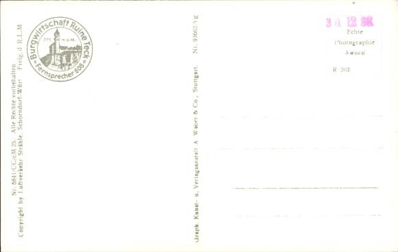 Postcard Owen unter Teck Württemberg, Teck Castle, aerial photograph