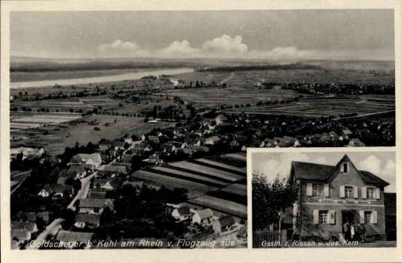 Postcard Kehl am Rhein, landscape of Kehl, Gasthaus Riesen