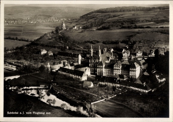 Postcard Schöntal an der Jagst Württemberg, Schönthal Monastery, aerial photograph