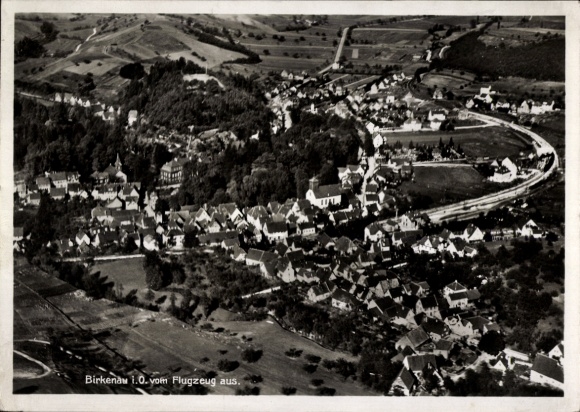 Postcard Birkenau in the Odenwald Hesse, aerial view of rural surroundings, many houses
