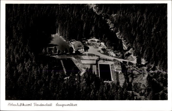 Postcard Freudenstadt in the Black Forest, aerial photograph, mountain health resort, Langenwaldsee