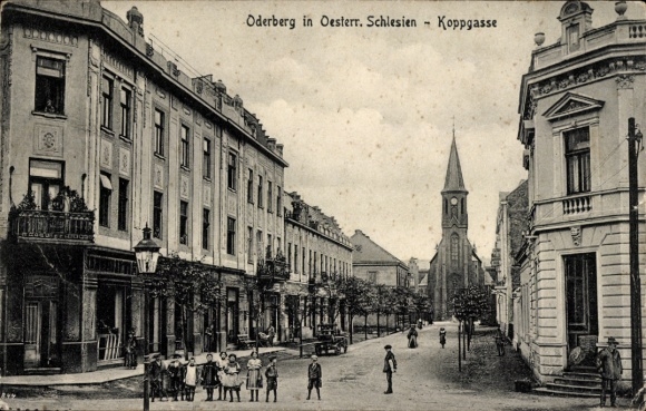 Ak Bohumín Oderberg Reg. Mährisch Schlesien, Koppgasse, Straßenpartie, Baumeister Dvorak