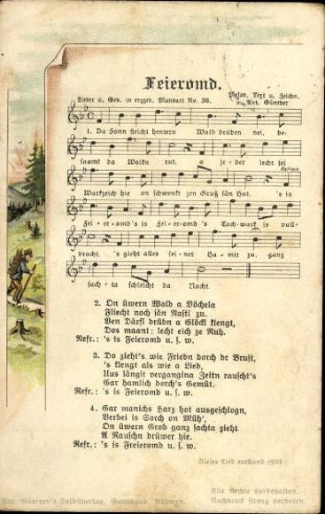 30 song cards, Anton Günther