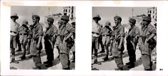 Stereo Raumbild Foto Fliegen und Siegen Nr. 64, Fallschirmjäger nach der Einnahme von Chanea