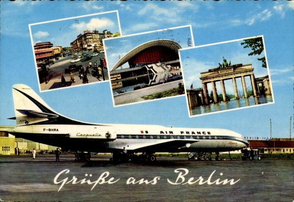 PC Berlin Reinickendorf Tegel, Airport, Brandenburg Gate, Air France, Caravelle, F-BHRA, TXL