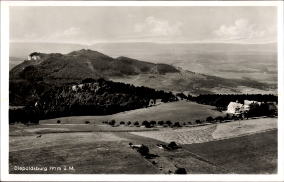 Postcard Lenningen in Württemberg, Diepoldsburg, landscape view, 791 m UM, mountains, meadows