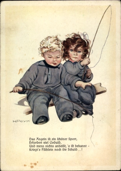 Artysta KP Peyk, H., Dwoje dzieci łowiących ryby