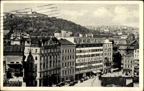 Ak Brno Brünn Südmähren, Spilberk, Spielberg, Moravska Banka, Geschäfte