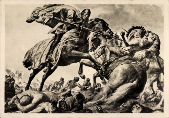 Artist Postcard Staeger, Ferd., Defense against Eastern Incursions, HDK 529