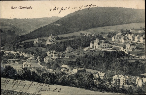 Ak Bad Gottleuba in Saksen, panorama van het dorp, bergen