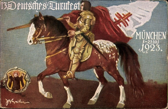 Künstler Ak Sailer, München Bayern, 13. Deutsches Turnfest 1923, Reiter, Kindl