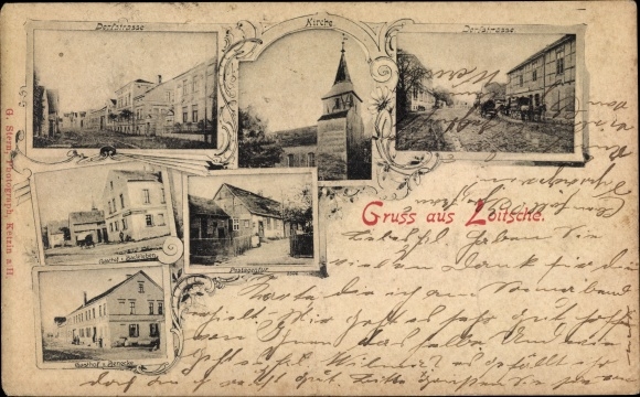 KP Loitsche Heinrichsberg nad Łabą, Dorfstrasse, kościół, karczma, poczta