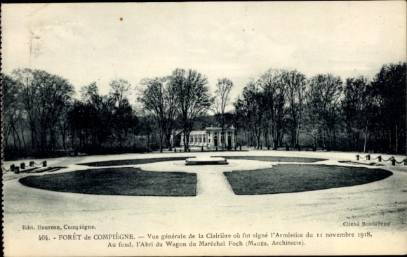 Ak Compiègne Oise, Forêt de Armistice, Maréchal Foch, tuinen