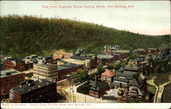 Ak Hot Springs Arkansas USA, Uitzicht vanaf Eastman Tower naar het noorden