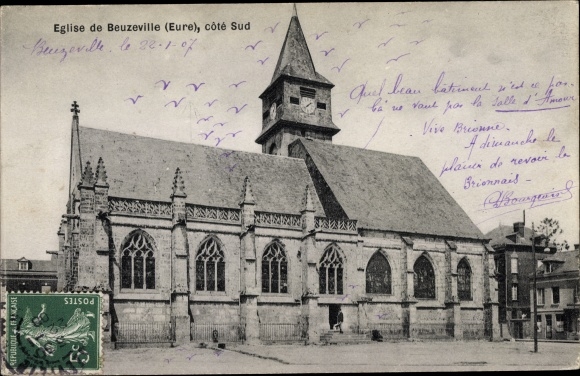 Postcard Beuzeville Eure, The Church
