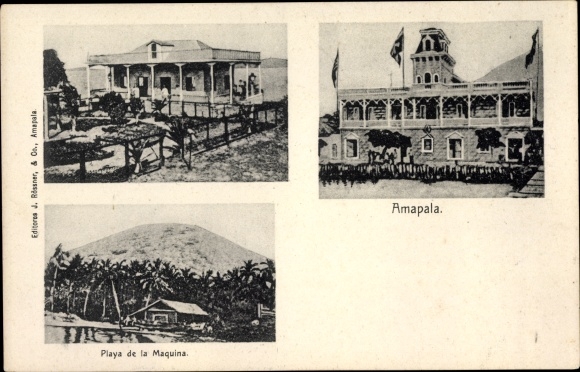 Postcard Amapala Honduras, Playa de la Maquina, Gebäude
