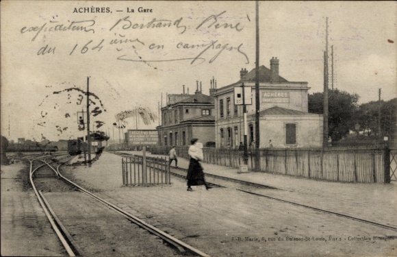 Postcard Achères Yvelines, La Gare