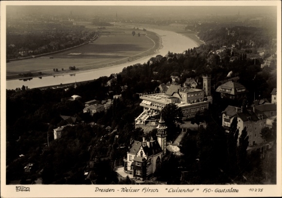 PC Dresden Weißer Hirsch, Luisenhof, HO restaurant, aerial photograph, Walter Hahn 10275
