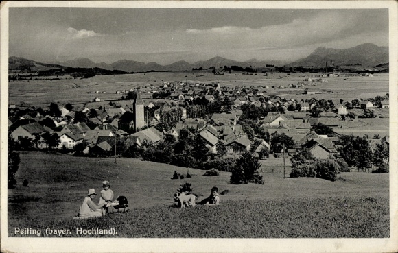 Postcard Peiting in Upper Bavaria, view of the town