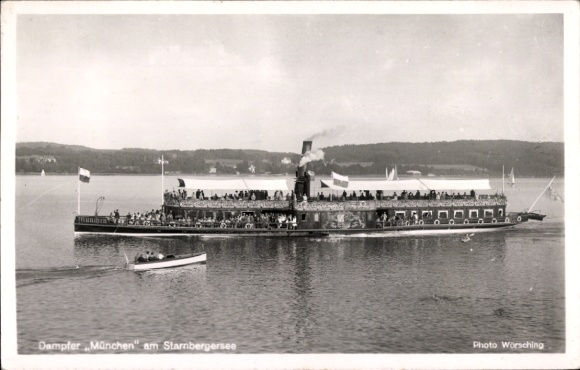 Postcard Salondampfer Munich on Lake Starnberg
