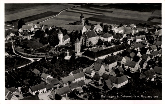 Postcard Bissingen in Swabia Bavaria, aerial photograph