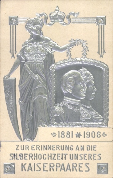 Präge Ak Silberhochzeit des Kaiserpaares, Kaiser Wilhelm II., Kaiserin Auguste
