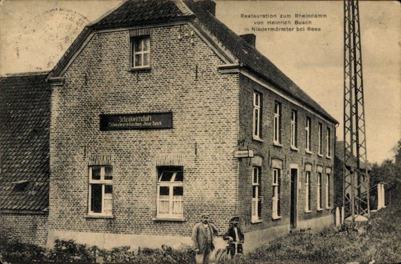 Postcard Niedermörmter Kalkar on the Lower Rhine, restoration of the Rhine dam