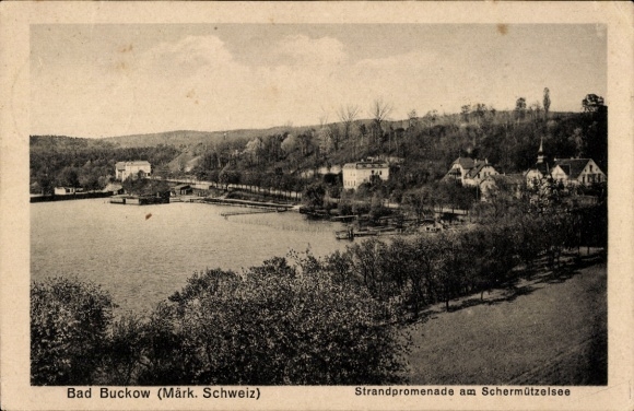 Ak Buckow in der Märkischen Schweiz, Bad Buckow, Strandpromenade, Schermützelsee, Blick auf die U