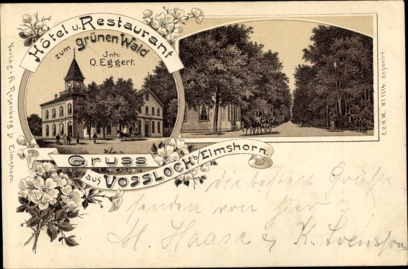 Litho Vossloch Hanerau Hademarschen Schleswig Holstein, Hotel zum grünen Wald