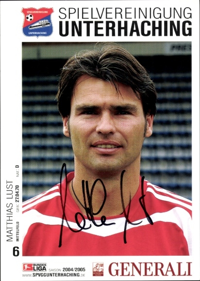 Autograph card footballer Matthias Lust, SpVgg Unterhaching, autograph