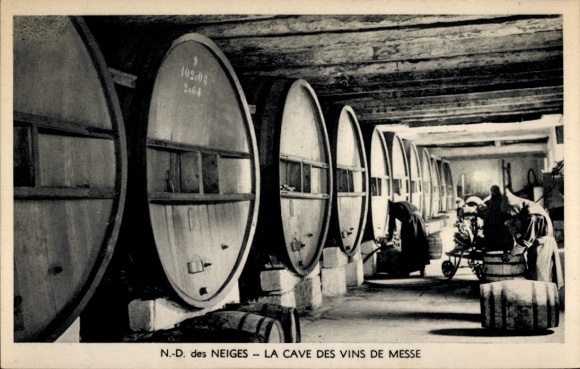Postcard La Bastide Lozère, Notre Dame des Neiges Abbey, wine cellar