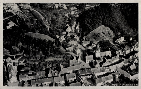 Postcard Wippra Sangerhausen am Harz, aerial photograph