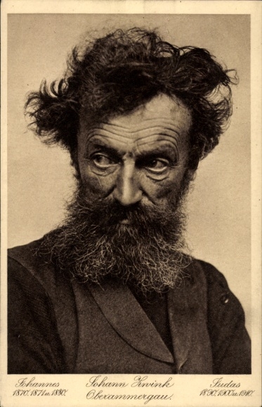 Postcard actor Johann Zwink as Judas, Passion Play