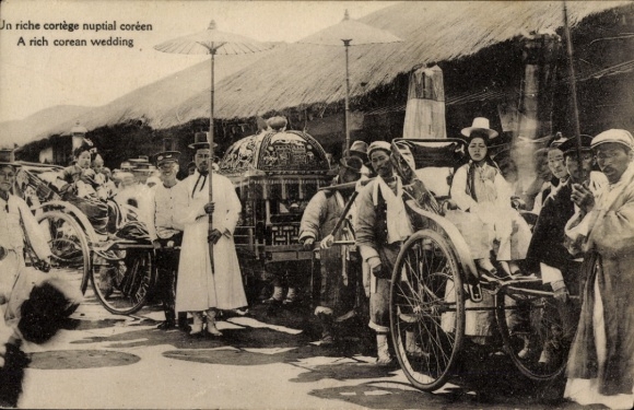 Postcard Korea, Korean wedding, rickshaw