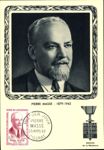 Maximum Postcard Pierre Masse, Medal of Resistance