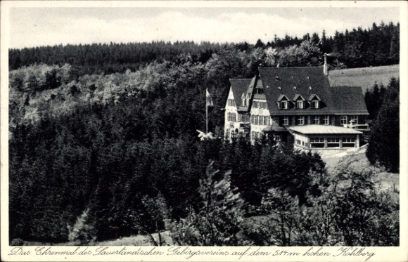 Postcard Kohlberg Windeck an der Sieg, Chrenmal, Hauerland Mountain Association, 517m high