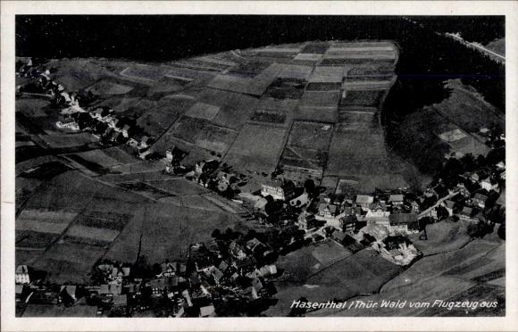 Postcard Hasenthal Sonneberg in Thuringia, aerial photograph