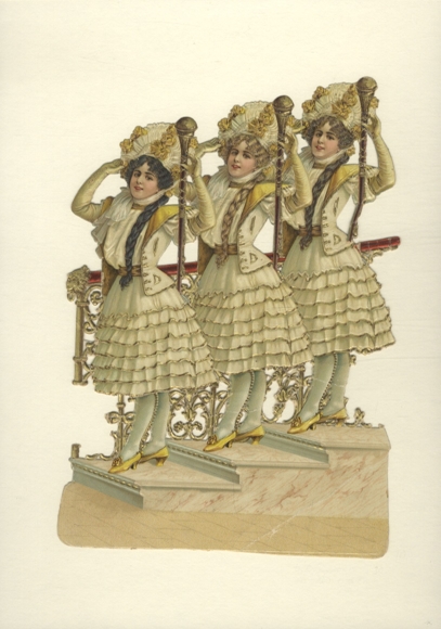 Oblate 3 junge Mädchen, Tänzerinnen, Funkengarde, Größe ca. 23 x 16 cm