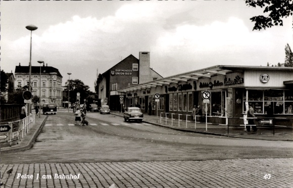 Postcard Peine in Lower Saxony, train station