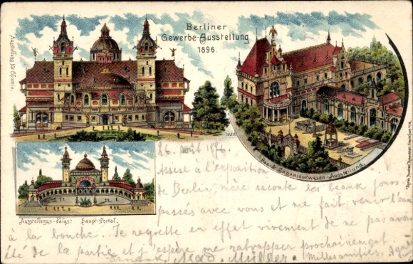 Chromo-Litho Berlin, Trade Exhibition 1896, Construction and Engineering Exhibition, Exhibition Palace