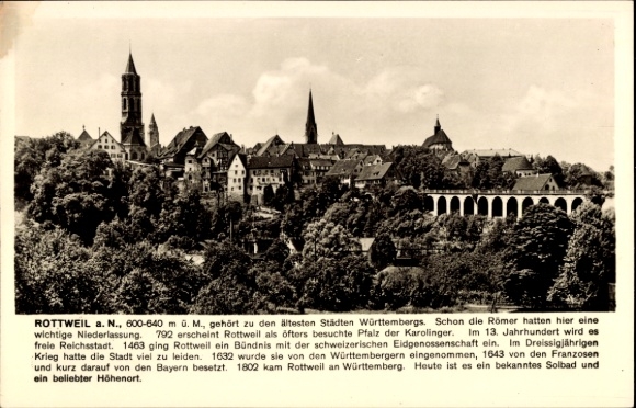 Ak Rottweil am Neckar,  alte Stadt, Römer, Karolinger, Reichsstadt, Solbad