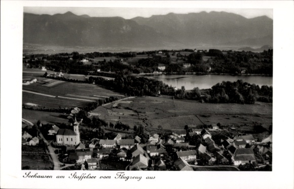 Postcard Seehausen am Staffelsee, aerial photograph