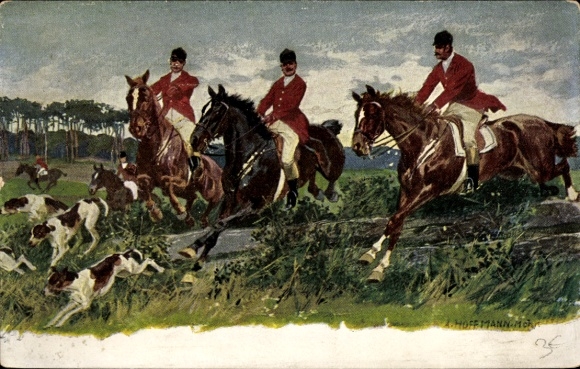 Künstler Ak Hoffmann, Anton, Jagdszene, Reiter