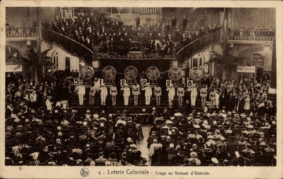 Postcard Oostende Ostend West Flanders, Colonial Lottery, Ticket at the Kursaal