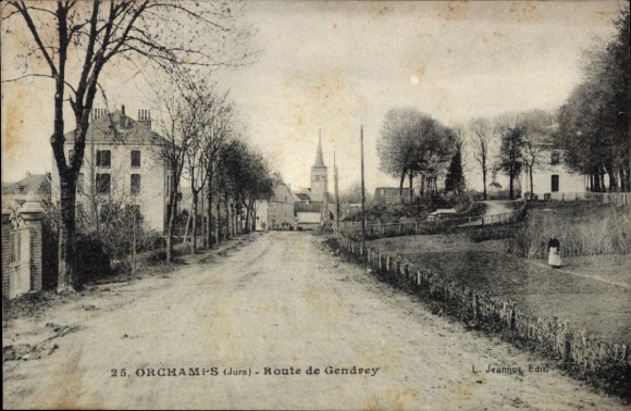 Ak Orchamps Jura, Straßenansicht, Häuser, Kirche, alte 