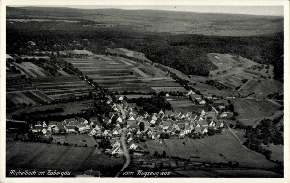 Postcard Michelbach am Heuchelberg Zaberfeld in Württemberg, aerial photograph, rural landscape, residential buildings