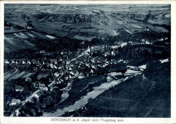 Postcard Dörzbach an der Jagst Württemberg, aerial photograph